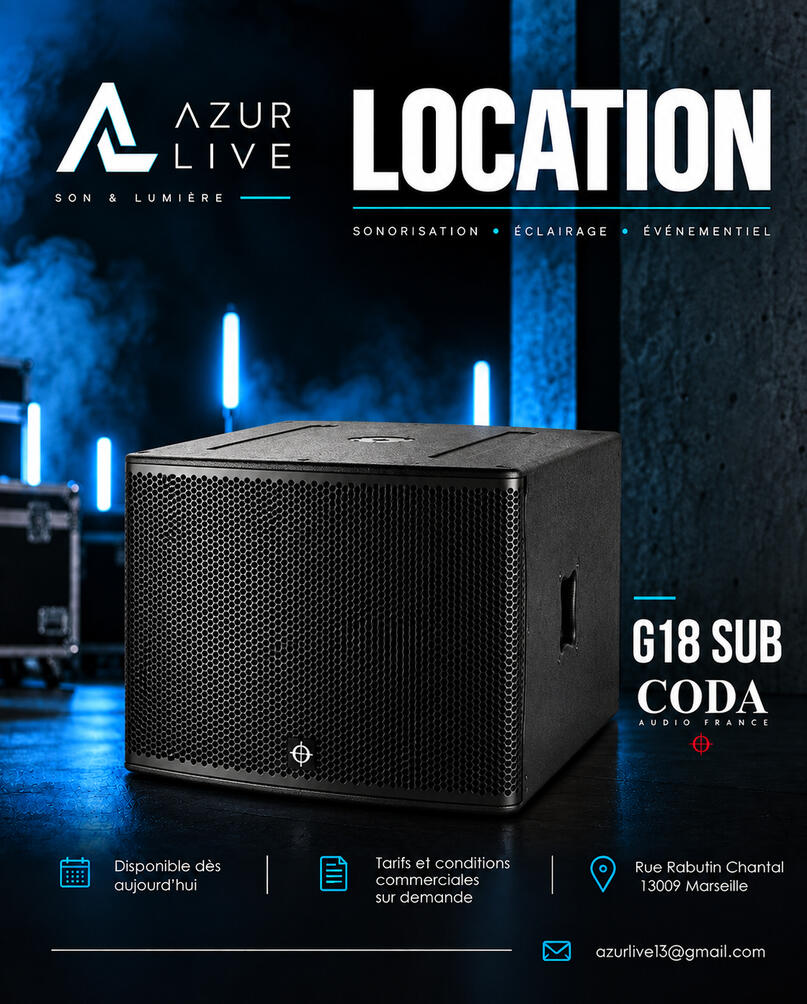G18 SUB — Caisson de basses professionnel CODA Audio pour renforcer les basses fréquences des systèmes de sonorisation.