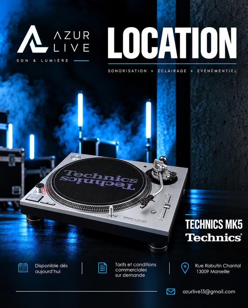 Technics MK5 — Platine vinyle professionnelle pour DJ, disponible à la location à Marseille.