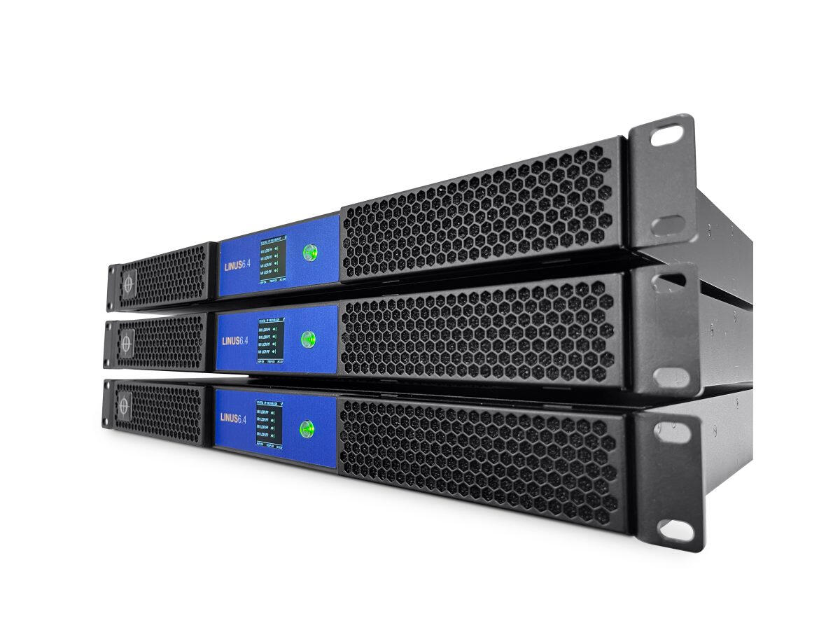 🔊 LINUS 6.4i Amplificateur DSP 4 canaux assurant un pilotage précis des enceintes, une fiabilité optimale et une qualité sonore constante sur chaque prestation.